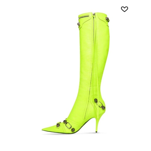 Balenciaga Cagole Neon Yellow Knee High Boots - Picture 4 of 9